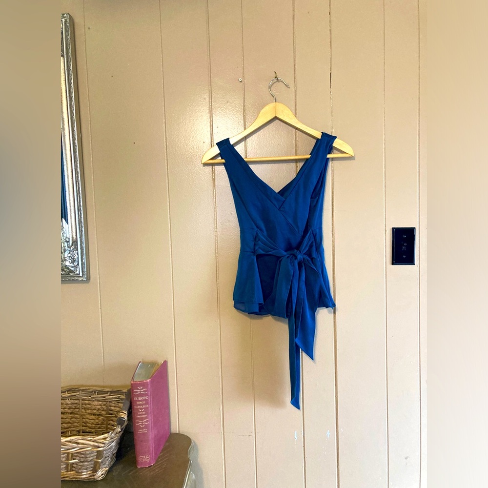 Ann Taylor Petites 2P Blue Silk Sleeveless Blouse